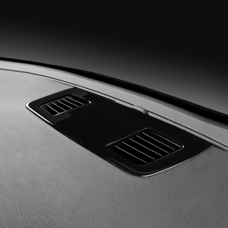 BMW dashboard air vent trim sticker set, black with two rectangular slat vent openings