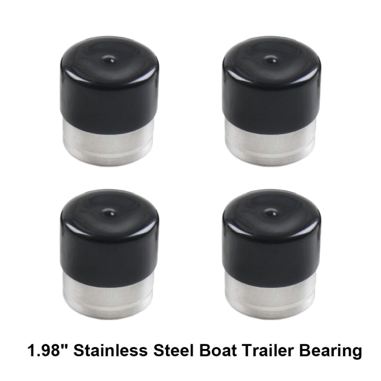 Stainless steel boat trailer hub bearings with black protective caps (4-pack)