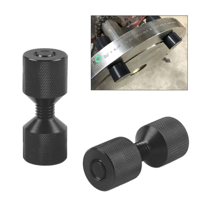 Two-hole flange alignment pin set, black knurled aluminum with threaded stem