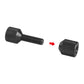 Two-hole alignment pin with black knurled head and threaded shank