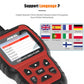 Ancel AS500 OBDII/OBD-CAN scanner showing multi-language selection screen