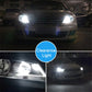 Two glowing T10 LED clearance bulbs shining on a car front at night