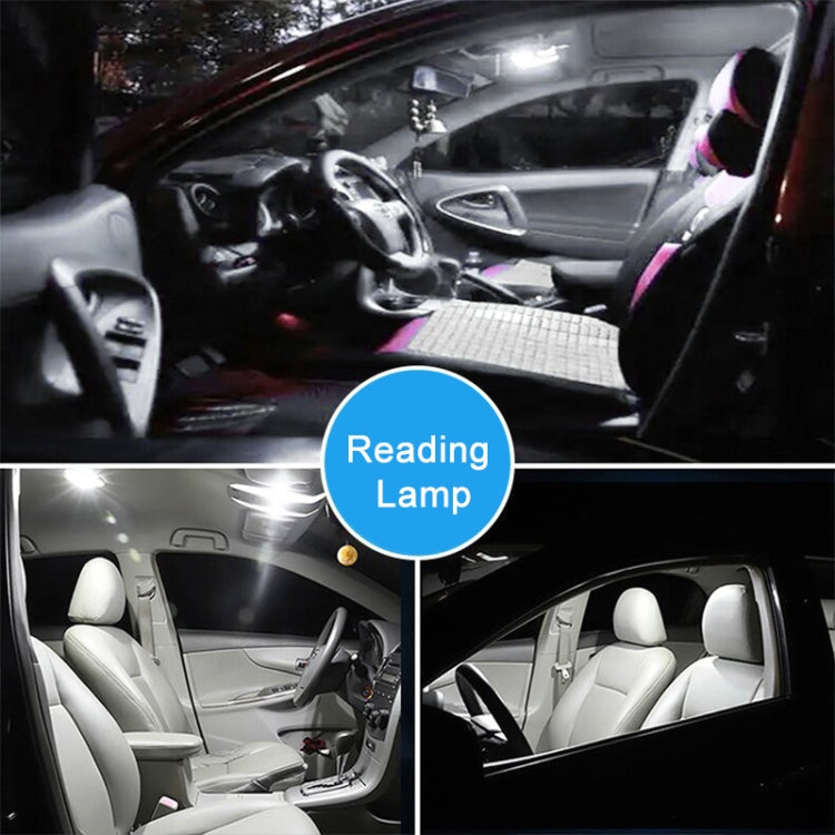 T10 LED reading lamps illuminating car interior seats and dashboard areas