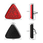 Triangle LED tail light dimensions and mounting view, red and black versions shown