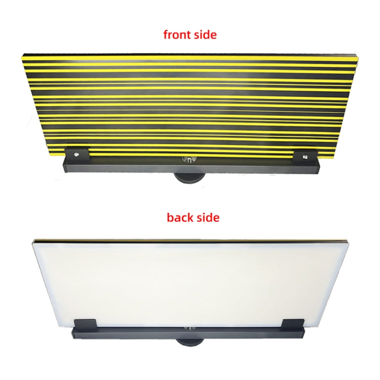 Stripe light detection board shown front and back with LED strip and black base brackets