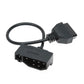 OBD II adapter cable with dual connectors and cable loop, 7-pin to 16-pin, black