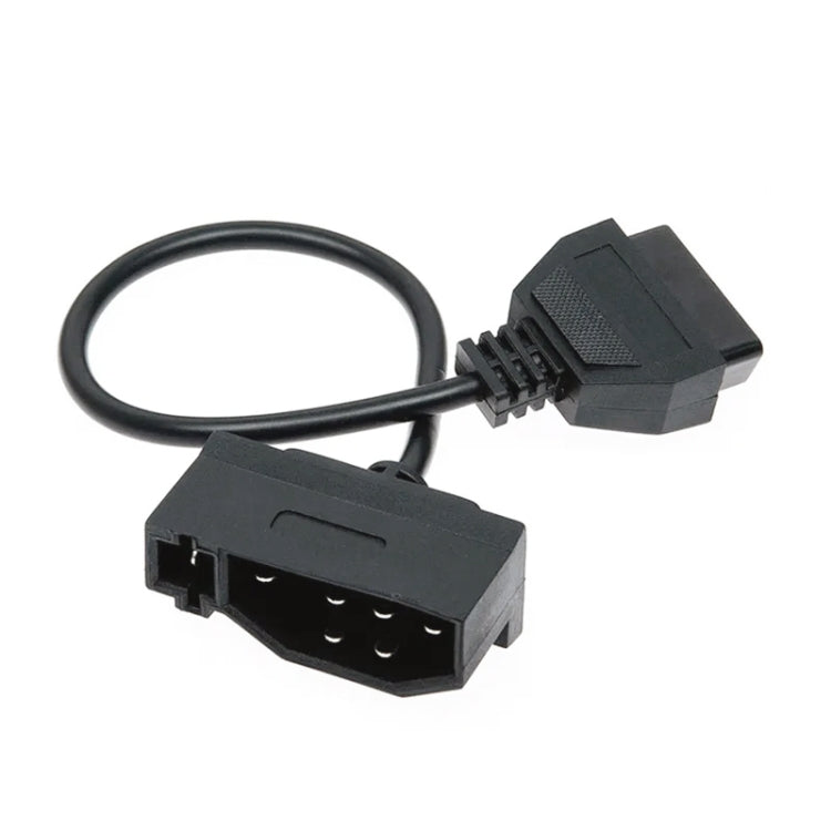 OBD II adapter cable with dual connectors and cable loop, 7-pin to 16-pin, black