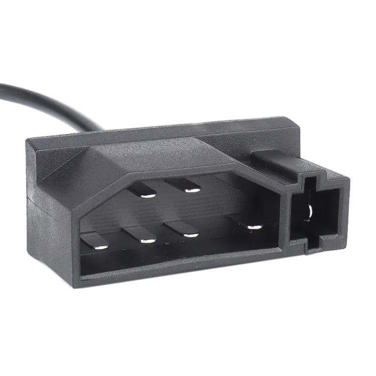 16-pin OBD connector end on black adapter cable, molded plastic housing