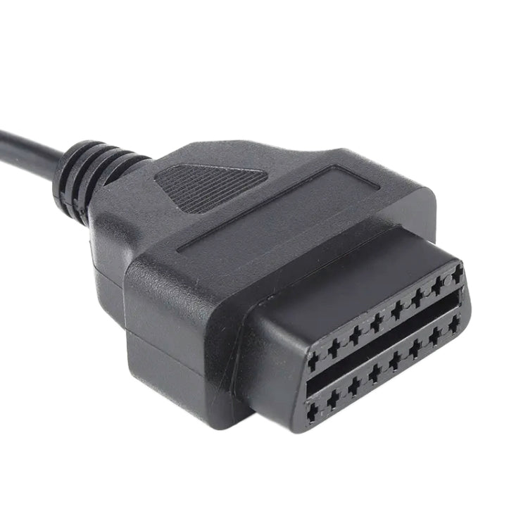 7-pin plug end on black adapter cable, molded connector housing