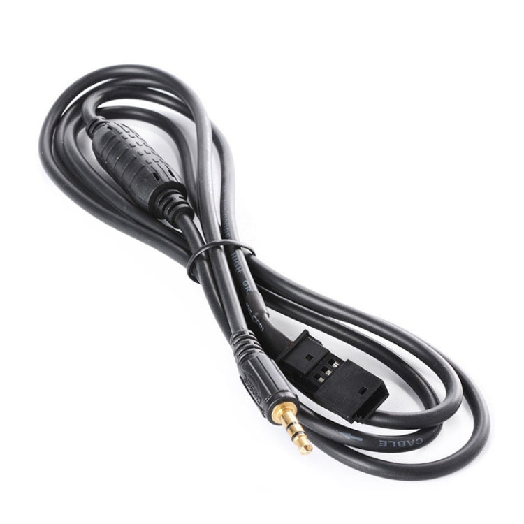 Aux audio adapter cable with braided 3.5mm male plug and BMW harness connector, black