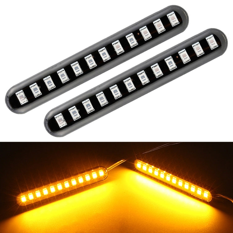 Pair of black motorcycle license plate lights with 12 LED chips per bar