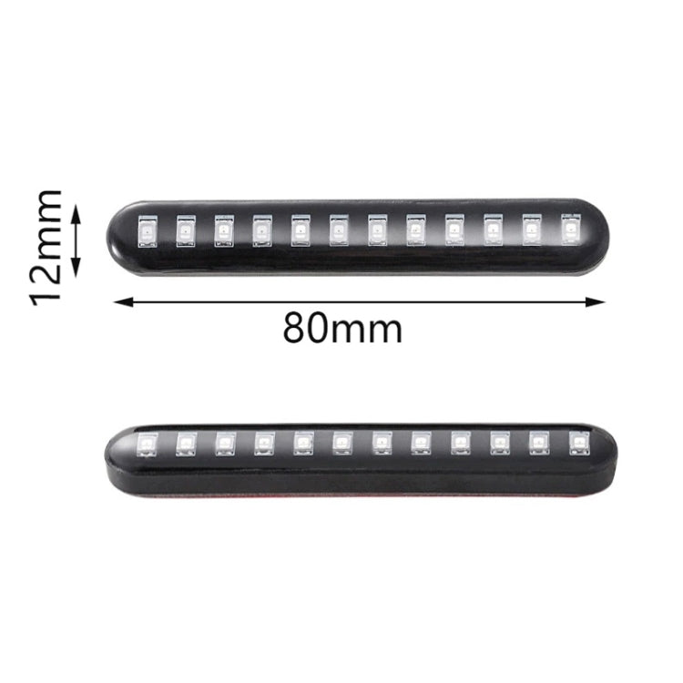 Black 12-LED license plate light bars with size diagram: 80mm length, 12mm height