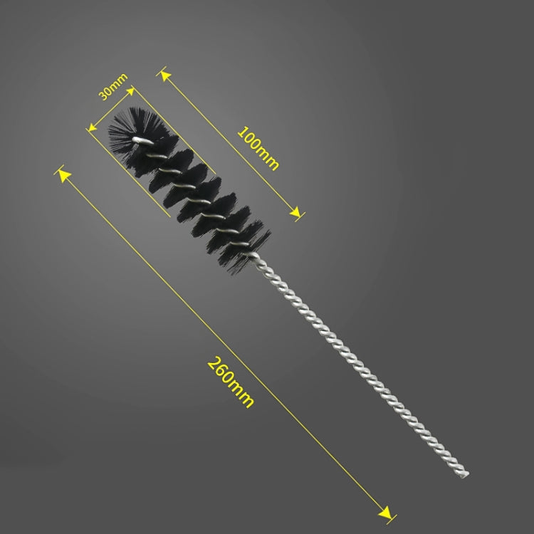 Spiral wire brush with black bristle head, angled cleaning tip