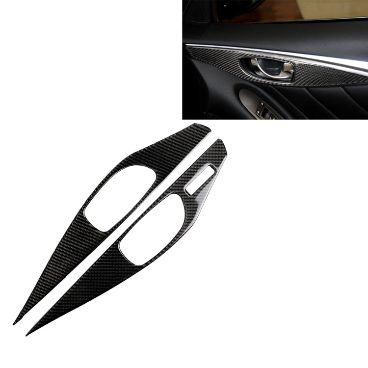 Car door inner handle panel sticker, black carbon fiber-style set of 2