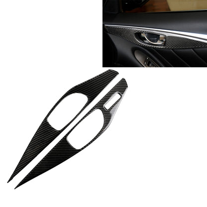 Car door inner handle panel sticker, black carbon fiber-style set of 2