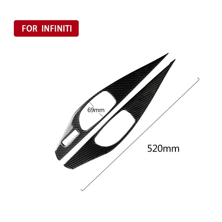 Black carbon fiber door inner handle panel sticker, size 520mm by 69mm