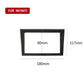Carbon fiber-look navigation frame sticker with rectangular opening and size guides