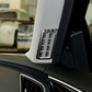 Installed carbon fiber-look A-pillar air outlet frame trim with vent cutout