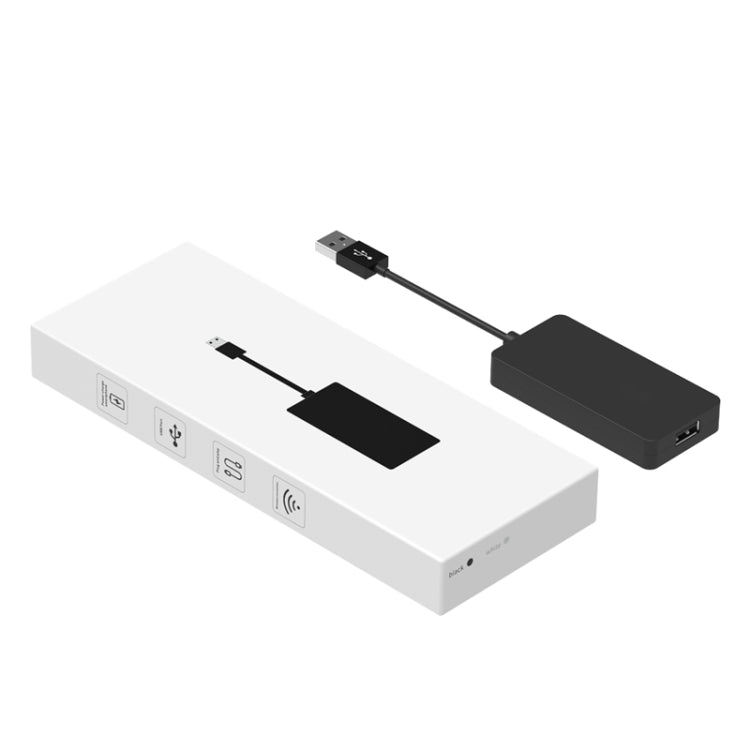 Black wireless CarPlay/Android Auto USB adapter with multiple ports and connector