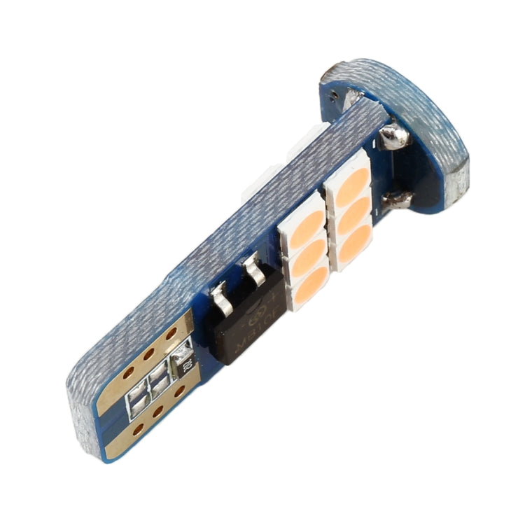 T10 LED clearance bulb side view with dual metal pins and LED chip row