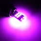 Glowing pair of T10 LED clearance bulbs with pink light output