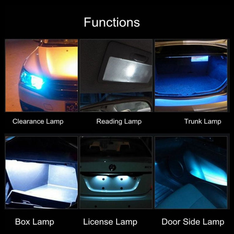 T10 LED clearance bulb set showing multiple interior lighting uses