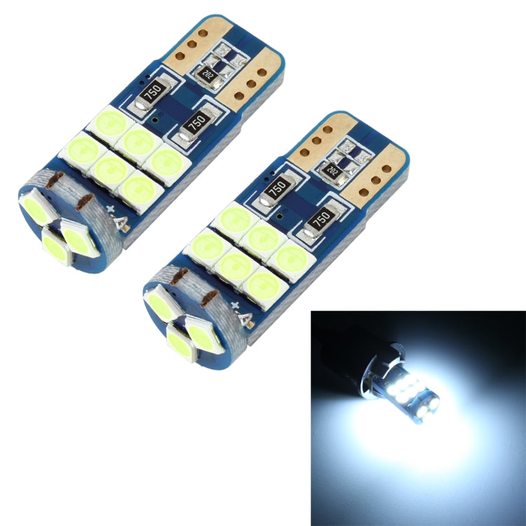 Pair of T10 LED clearance bulbs with ice blue lens LED chips, dual pin base