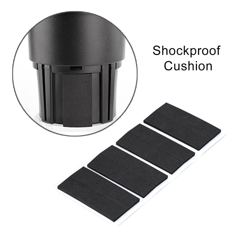 Car cup holder with base and included shockproof cushion pads, black.