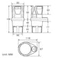 Car cup holder size diagram with front circular cup opening, black/gray.