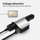 Silver-and-black car USB charger adapter with 3 ports and USB cable connection