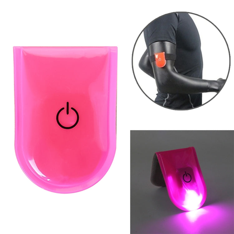 LED magnet clip safety light, pink translucent body with glowing LED
