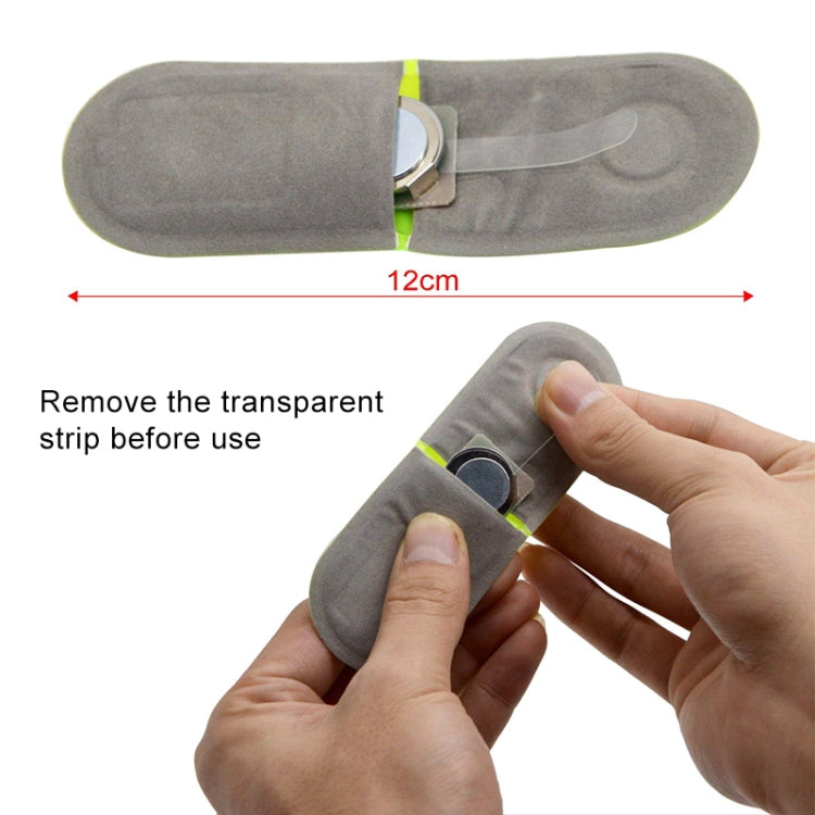 Gray fabric clip strap with magnet LED safety light, unlit