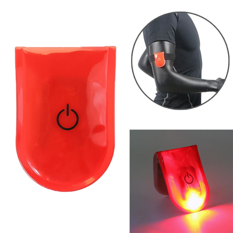 Red LED magnet clip safety light with power icon, illuminated