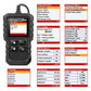 OBD2 code reader menu screens on color display with button controls