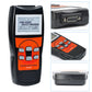 OBD2 code reader scanner shown with top port, keypad controls, and case