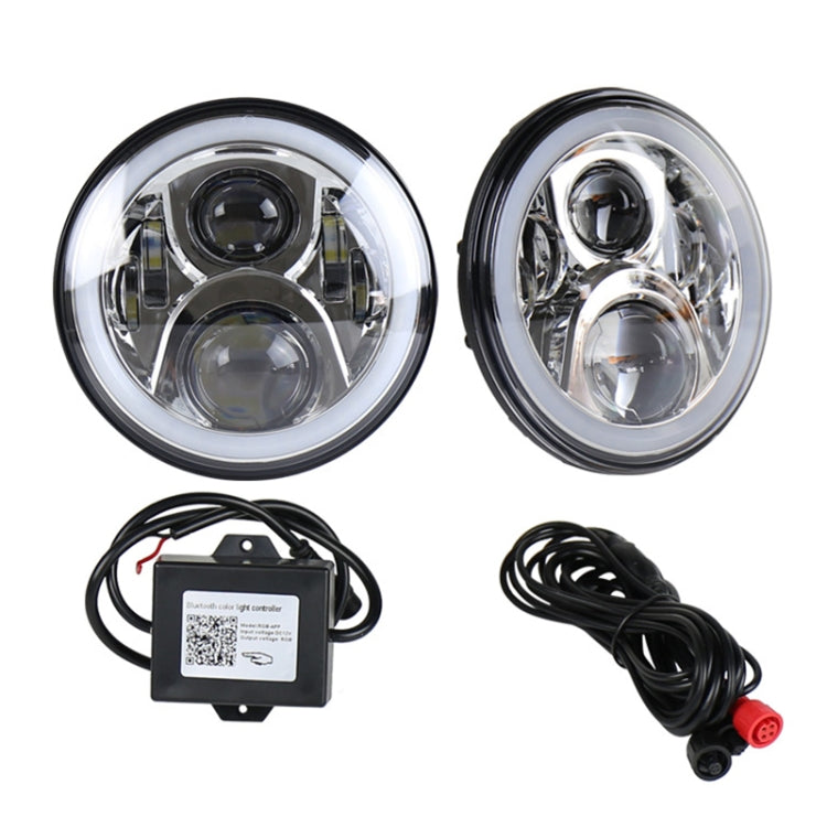 7-inch LED headlight pair with control box and wiring harness