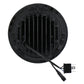 Single 7-inch round LED headlight rear with black heat-sink fins and wiring