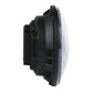 7-inch round LED headlight housing, black side view with connector cable