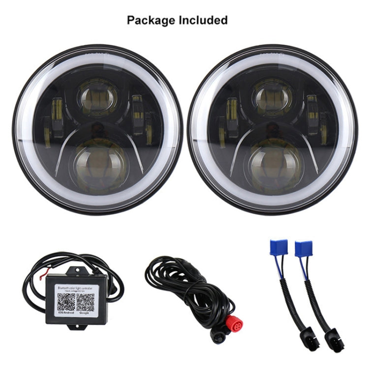 Two round LED headlights, included wiring and power control module