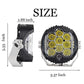 LED headlight size diagram with black mounting bracket and oval housing