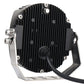 LED headlight back view with black heat-sink fins and metal mounting bracket