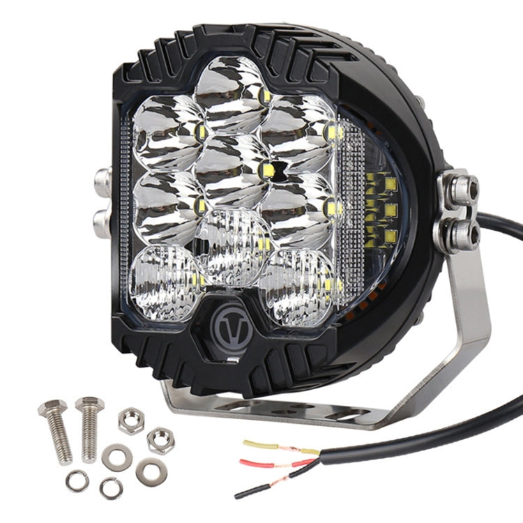 LED headlight kit with chrome lens, black housing, and included screws and wires