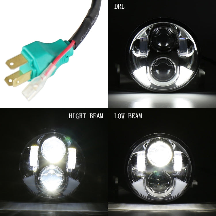LED headlight wiring with illuminated DRL, high beam, and low beam patterns