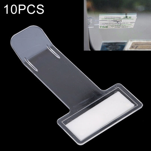 Car ticket holder clip set of clear and dark gray plastic with label pocket