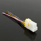 White 5-pin relay socket base with yellow latch and multicolor wire leads