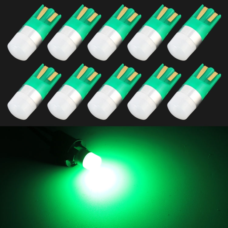 10-pack T10/W5W LED clearance bulbs, green cap, glowing green light