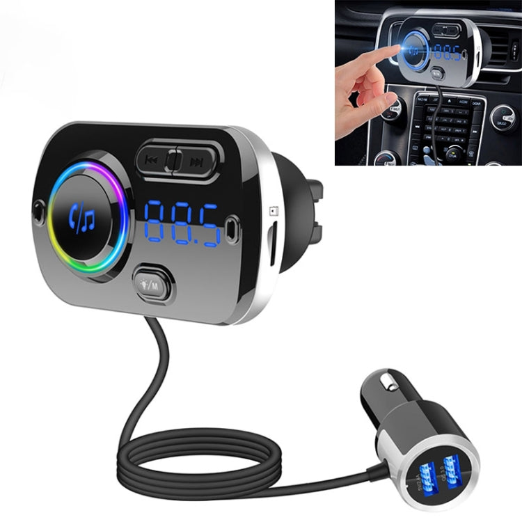 Car Bluetooth FM transmitter radio receiver with LED display and charging ports