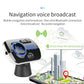 Car Bluetooth radio receiver with blue display and voice navigation broadcast icons