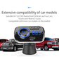 Car Bluetooth FM radio receiver with blue-ring display on dashboard-style stand