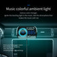 Car Bluetooth FM transmitter on dashboard with glowing LED ring and numeric display